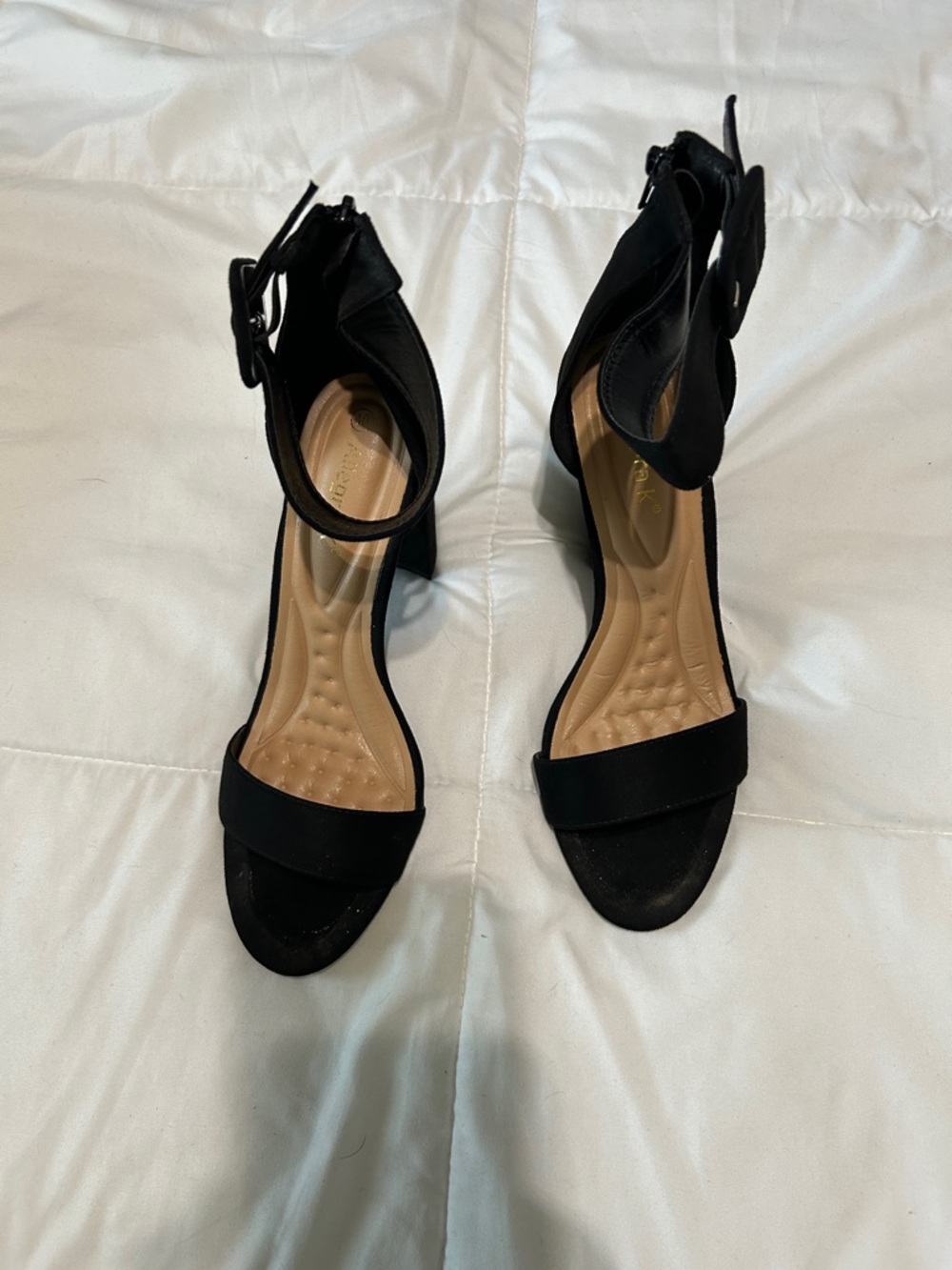 Allegra K Black Ankle-Strap Open-Toe Heels with back zipper   Size 10